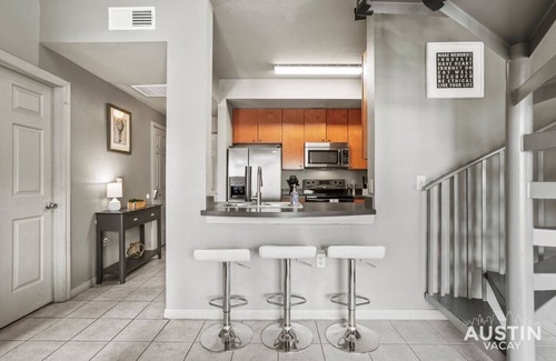 West Campus Apartment | Comfortable King Beds and Patio Dining in ATX West Campus