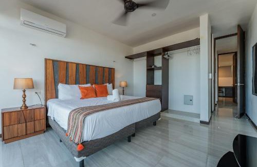 Chicxulub Puerto Apartment | Oceanfront Penthouse in Chicxulub with Hot Tub