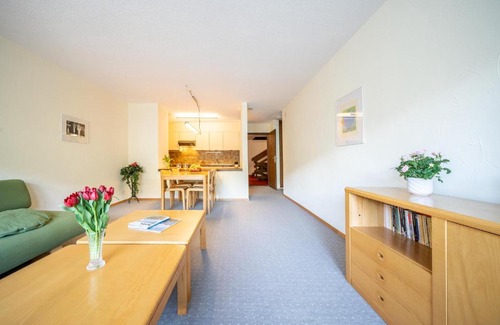 Vulpera Apartment | Bright Apartment with Large Balcony Near Scuol Attractions