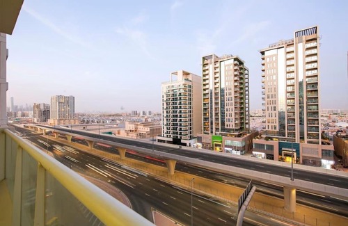 Dubai Apartment | Modern Retreat: Vibrant 1 BR Home in Furjan with Pool