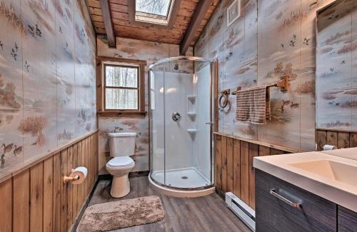 Locust Lake Village House | Cozy Pocono Log Cabin with Fireplace and Ocean View