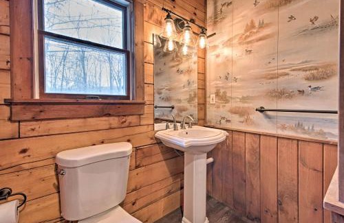 Locust Lake Village House | Cozy Pocono Log Cabin with Fireplace and Ocean View