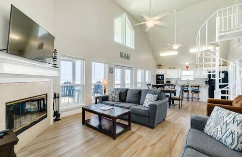 Galveston House | Beachfront Haven: Open Plan Home Steps from Sand & Surf