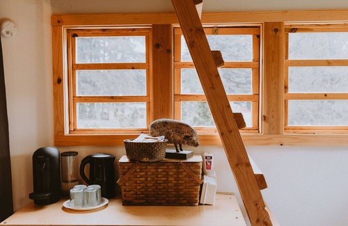 La Center Cabin | Quaint cabin farm stay with hot tub!