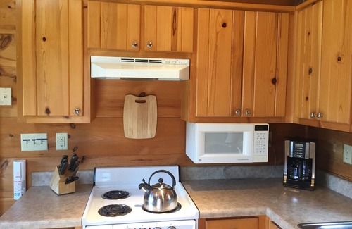 West Jefferson Cabin | Tranquil Cabin Retreat with Ocean View Kitchen Amenities