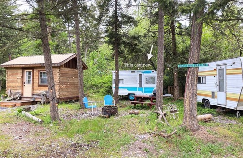 Woods Bay House | Real Vintage Camper Flathead Lake Beach Pets yes!