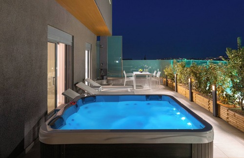 Petaloudes Apartment | Rhodes Skyline Suite with Outdoor Jacuzzi & Sea View