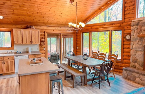 Thompsonville House | Inviting Betsie River Cabin with Spa and Family Amenities