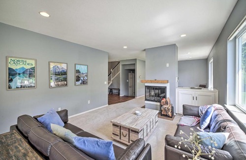North Bend House | Tranquil Riverside North Bend Oasis with Mountain Views