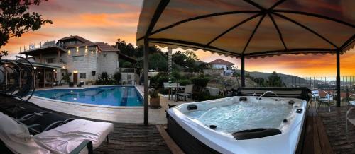 Rosh Pinna House | Elegant Rom Mansion: Guest Rated 9/10 with Pool & Hot Tub