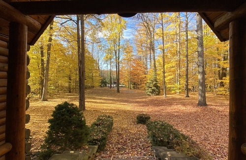Lake Leelanau House | Idyllic Log Cabin Retreat with Lake Views and Spa Access