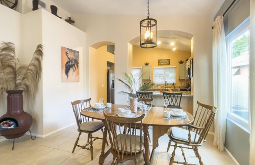 Sarival Village House | Relax at Saddle In: Old West Retreat with King Bed & Green