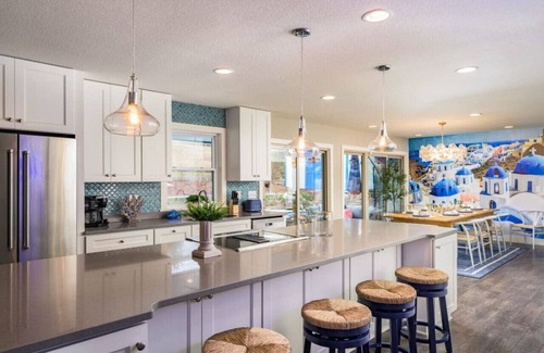 Scenic Heights House | Relax at Santorini Retreat: Pool, Hot Tub & Spa Awaits