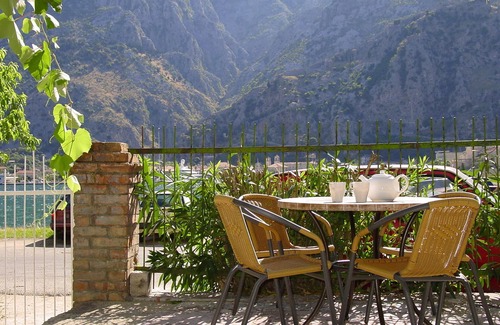 Kotor Apartment | Coastal Retreat: Terrace with Breathtaking Kotor Bay Views