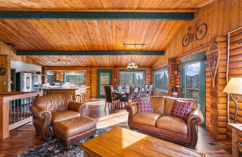 Leavenworth House | Idyllic Log Home Retreat with Breathtaking Views & Spa