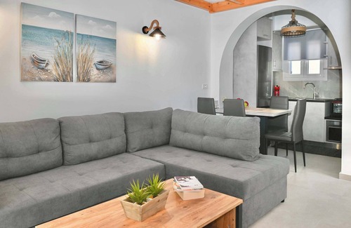Kamari Apartment | Seaward: Family-Friendly Retreat with Ocean Views
