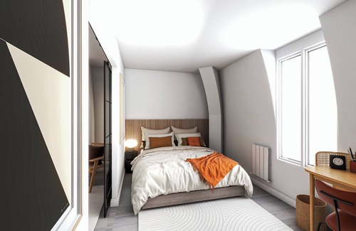 Poissy Apartment | Downtown Retreat: Steps from the Station with Spa Access