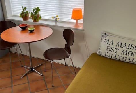 Vejlby Risskov Apartment | Inviting Rooms with Fireplace Lounge and Garden Access
