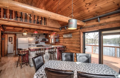 Chetek House | Idyllic Lake Front Authentic Log Home with Pool & Views