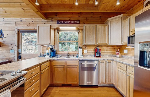 Sylva Cabin | Inviting Log Cabin with Mountain Views, Hot Tub & Sauna