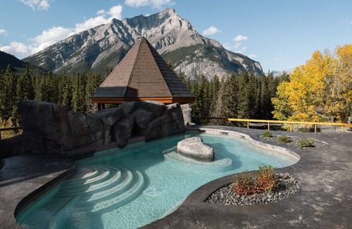 Banff Apartment | Elegant Room with Gas Fireplace & Scenic Balcony Escape