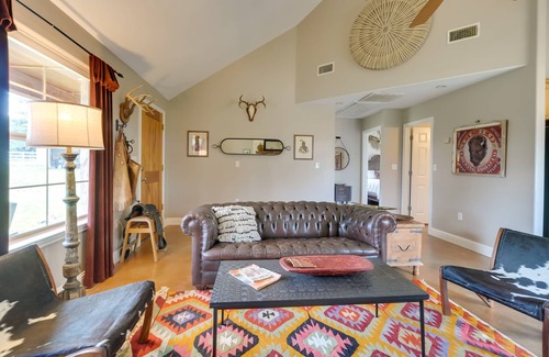 Paleface Homesteads Cabin | Top-Rated Spicewood Ranch Cabin with Deck & Barn Access