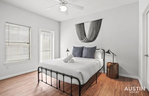 West Campus Apartment | Charming Loft Bedroom with Balcony and Child-Friendly Amenities