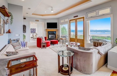 Travis Landing House | Sprawling private home with a large yard, water views, in-home gym, W/D, & AC