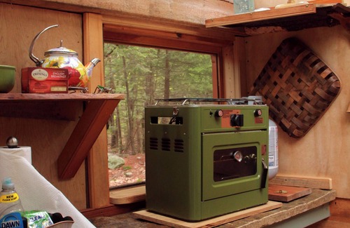 Canterbury Cabin | Stone Haven "Tent Cabin" with a cast iron fire pit in Canterbury, NH.