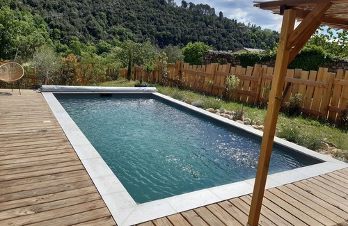 Chambonas House | Idyllic Stone House with Private Pool Near River in France