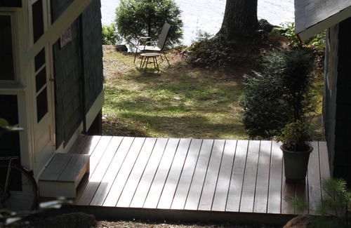 Barnstead Cabin | Experience Stone Turtle Cabin with Lake Views & Hot Tub