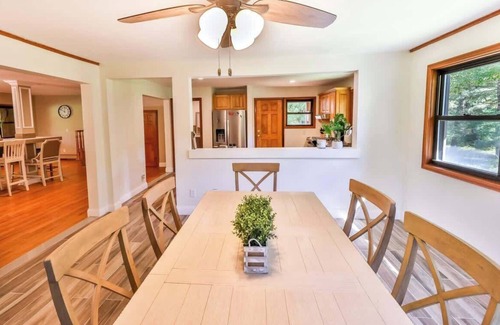 Jewett Center House | Relaxing Stream-Side Atrium Home with Pool Table & Kitchen