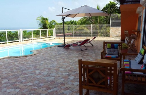Bouillante Apartment | Seaside Studio with Pool & Garden, Steps from the Beach