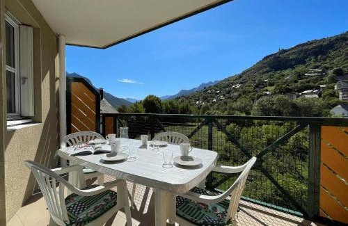 Briancon Apartment | Cozy Studio Cabine in Briançon with Scenic Balcony Views