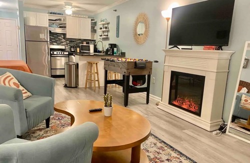 Ocean City Apartment | Pet-Friendly Studio with Deck, Fireplace & Foosball Fun!