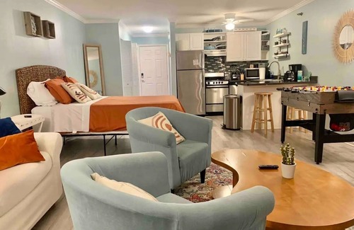Ocean City Apartment | Pet-Friendly Studio with Deck, Fireplace & Foosball Fun!