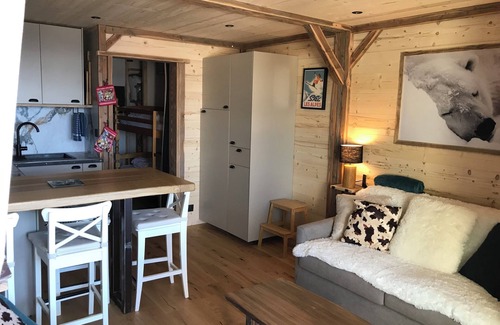 Saint-Francois-Longchamp Apartment | Inviting Studio Esprit Chalet with Spa and Hot Tub Access