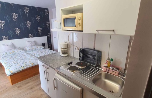Heviz Apartment | Cozy Studio with Amenities Near City Center & Ocean Views