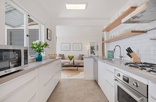 Summerland Apartment | Summerland Beach Views, Relaxing Outdoor Patio, Elevated Interior Style