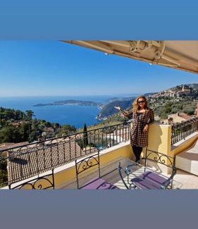 Eze Apartment | Inviting Sunny Panoramic Balcony with Pool & Hot Tub
