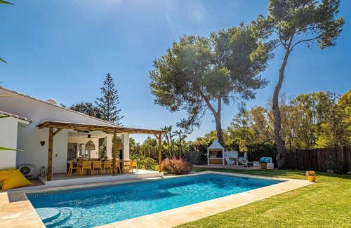 Calahonda Villa | Elegant Ibiza Style Villa with Ocean View, Steps to Beach