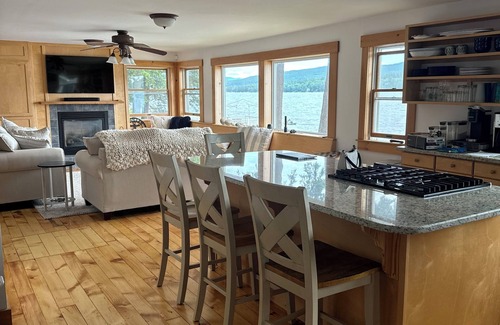 Bristol House | Superb waterfront house on Newfound Lake private beach, boathouse & deck