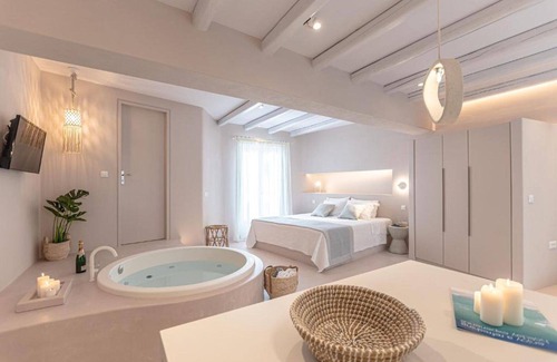 Old Town Naxos Hotel | Indulgent Supreme Suite with Spa Bath and Hot Tub Awaits