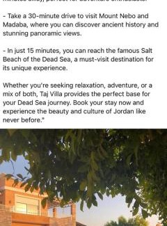 Al-Maghtas Villa | Sea View Villa at Taj Villa Dead Sea - 4-Star Retreat