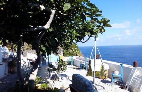Malfa House | Tranquil Terrace & Garden with Views of Stromboli