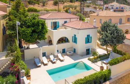 Spetses Villa | Relax in a Bamboo Swing Chair with Private Pool Access