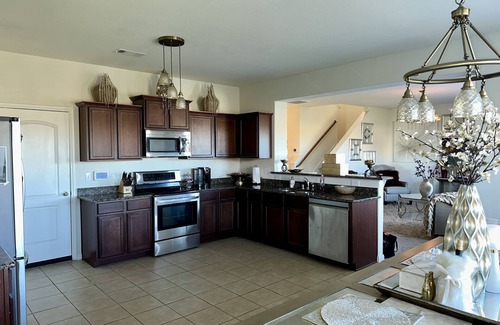 Iowa Colony House | Stylish Two-Story Home: Ideal for Families and Couples