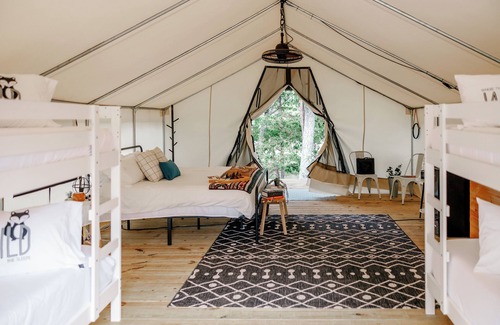 Delta Cabin | Experience Timberline Glamping Cheaha: Pool & Breakfast Included