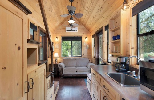 Rainbow CDP Cabin | Cozy Tiny Cabin with Open Air Sleeping Porch & Pool