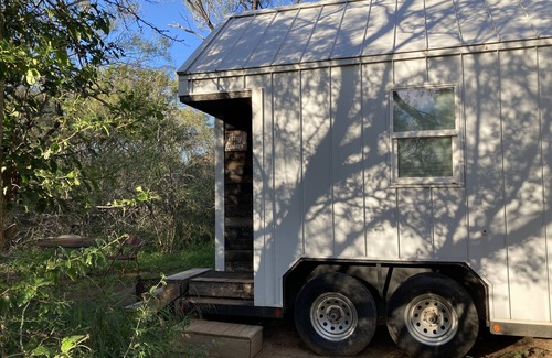 Elmendorf Apartment | Cozy Tiny Home in Forest Near San Antonio with Hot Tub
